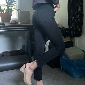 Reformation straight leg high waist black jean